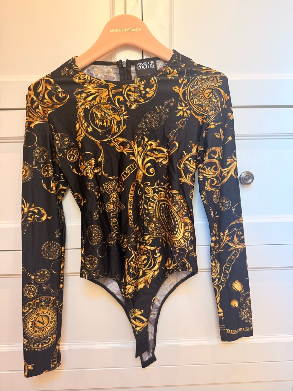 Versace Jeans Collection Black & Gold Baroque Print Kids Bodysuit